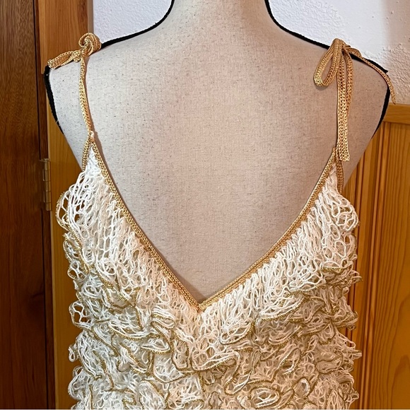 My Beachy Side Cream Hand Crochet Ruffled Mini Dress Sz-S/M - Picture 6 of 10